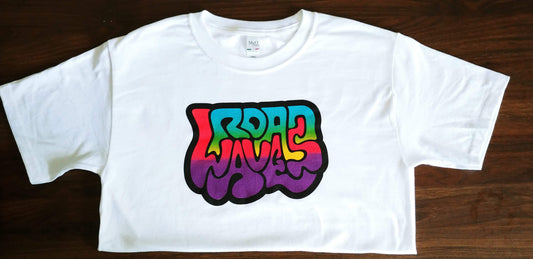 Rainbow road waves tee shirt. White